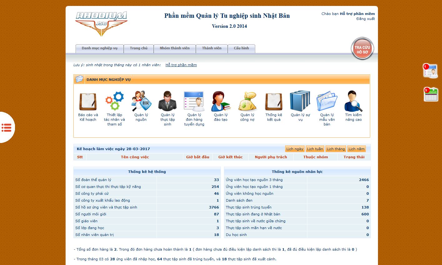 Phần mềm Quản lý Xuất khẩu lao động - Bản cập nhật tháng 3-2017